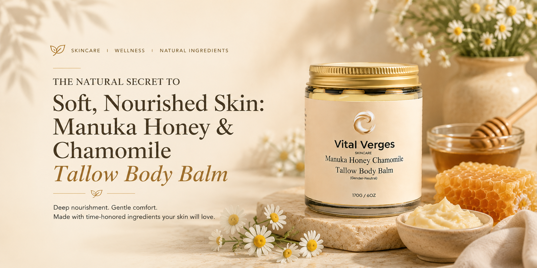The Natural Secret to Soft, Nourished Skin: Manuka Honey & Chamomile Tallow Body Balm