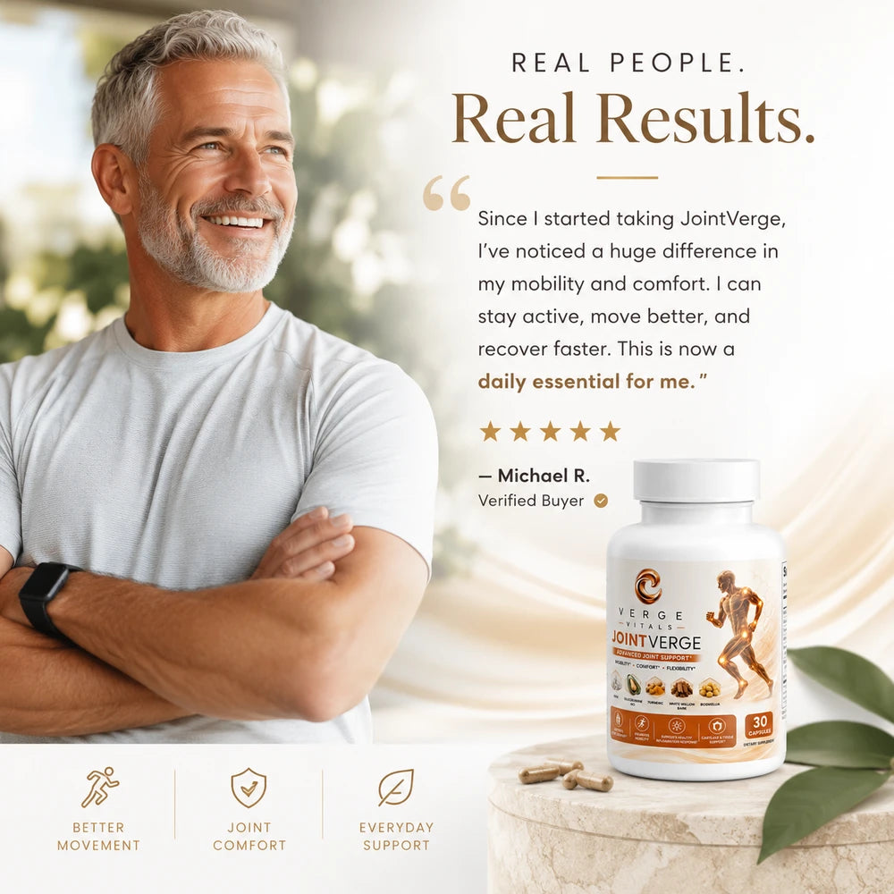JointVerge Advanced Joint Support Supplement | Mobility, Comfort & Flexibility Support | MSM, Glucosamine, Turmeric & Boswellia