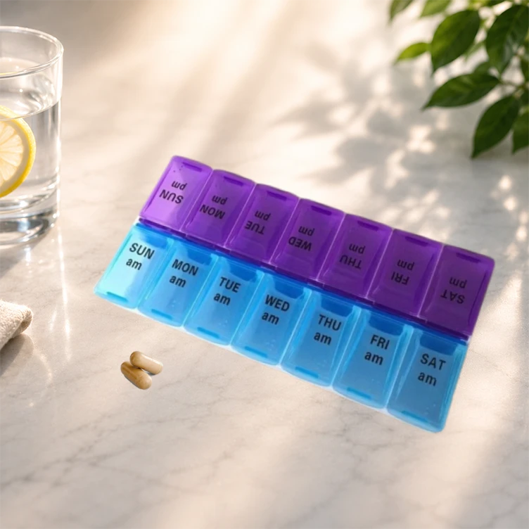 Weekly Pill Organizer Case | Portable 7 Day Pill Box | Travel Medicine & Supplement Storage Container | Large Daily Vitamin Organizer