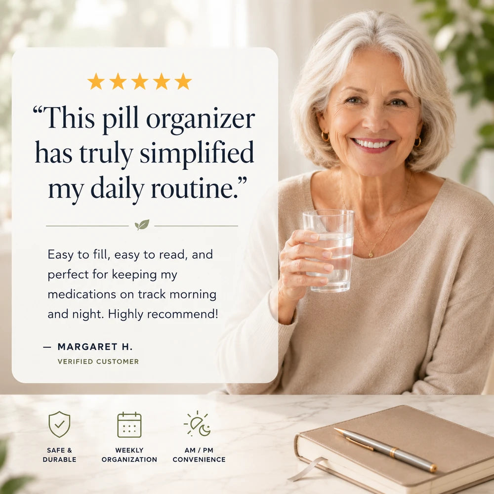 Weekly Pill Organizer Case | Portable 7 Day Pill Box | Travel Medicine & Supplement Storage Container | Large Daily Vitamin Organizer