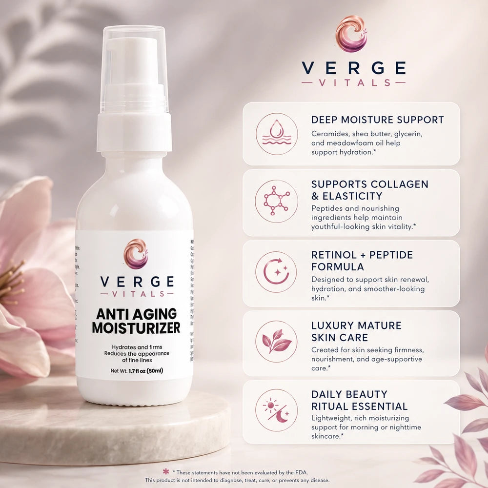 BellaVerge Age Renewal Cream – Retinol Peptide Anti-Aging Moisturizer for Mature Skin – Hydration, Firmness & Skin Renewal Support – 1.7 oz
