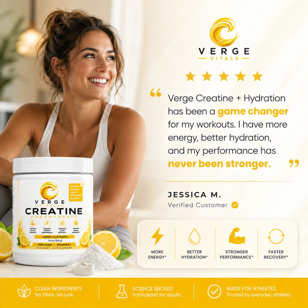 Creatine Hydration Powder Lemon | 5g Creatine Monohydrate + Electrolytes for Strength, Performance & Hydration Support | 300g | Made in USA