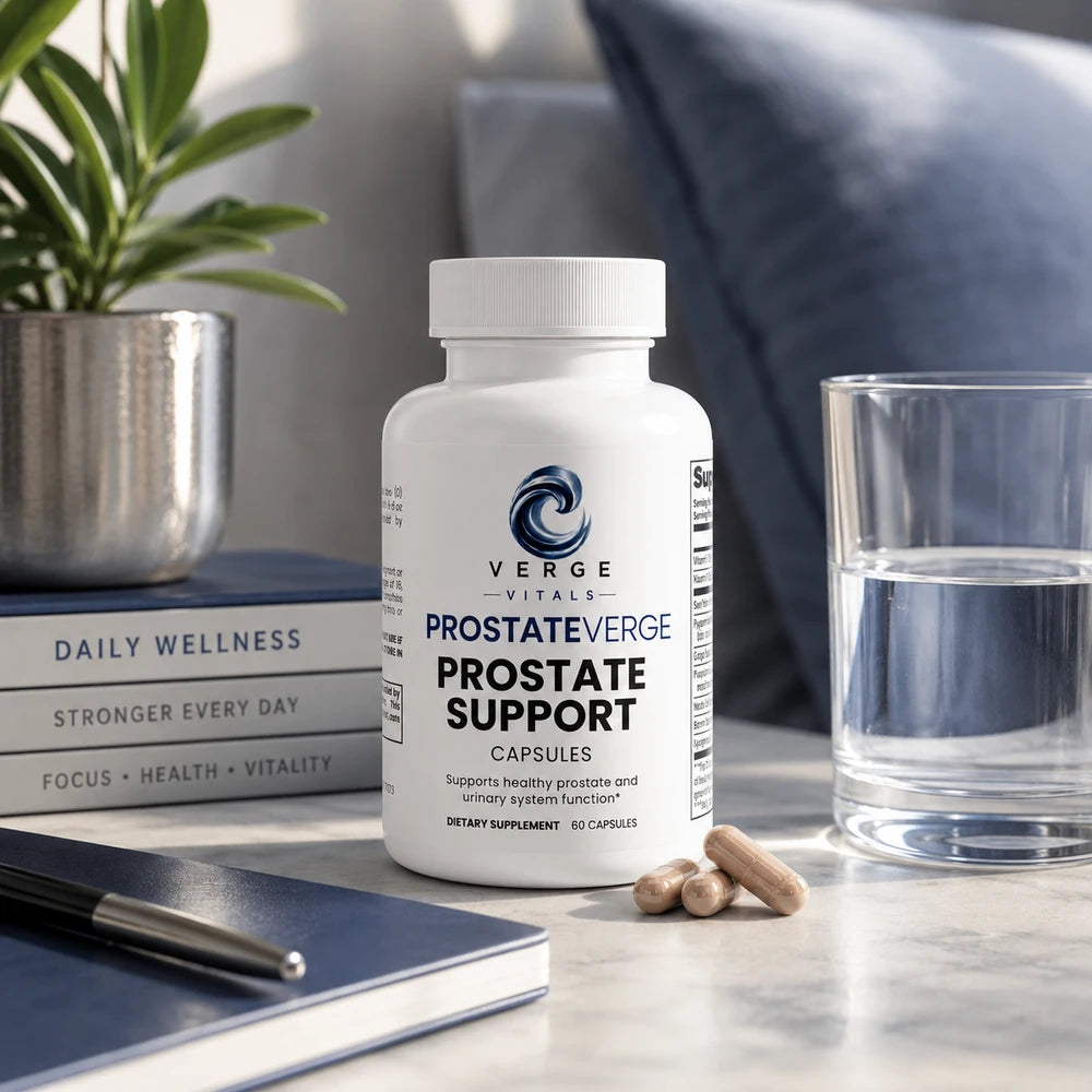 ProstateVerge - Prostate Health Support Supplement | Saw Palmetto, Pygeum, Pumpkin Seed & Lycopene | Men's Urinary Wellness & Daily Prostate Support | Verge Vitals