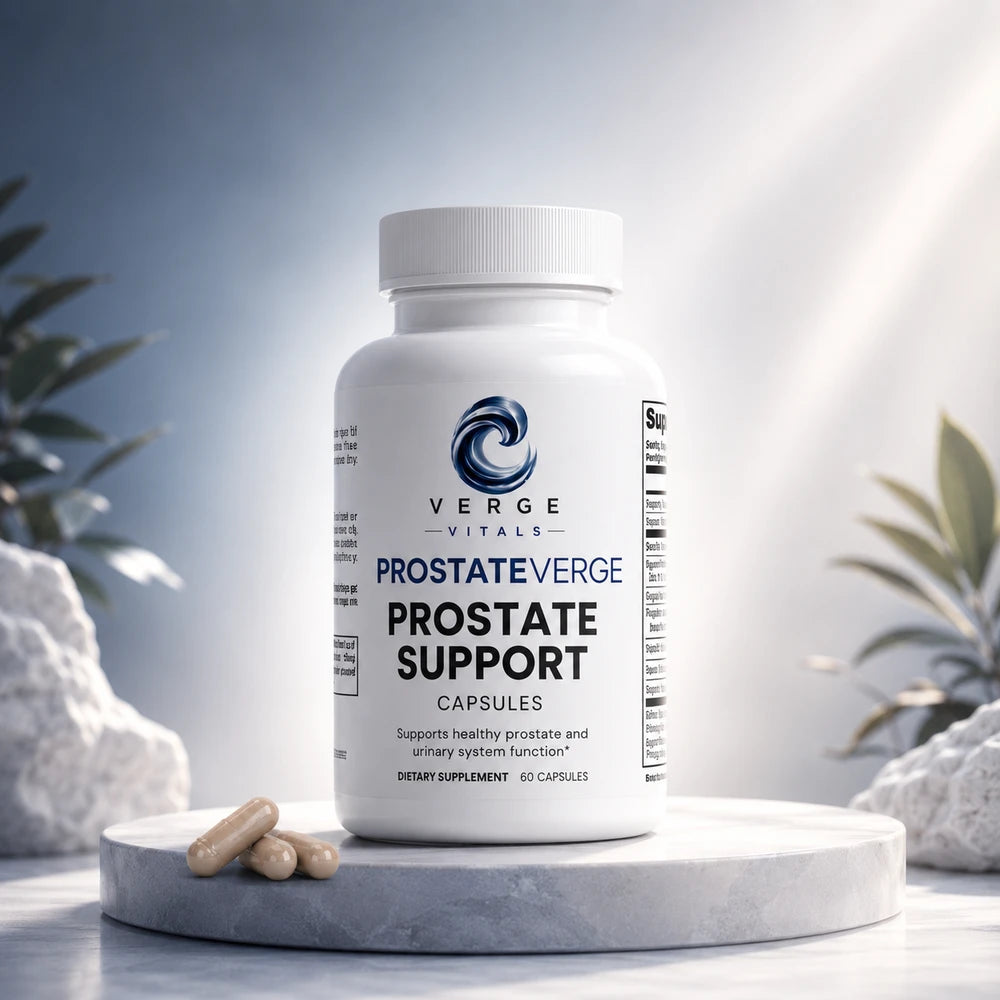 ProstateVerge - Prostate Health Support Supplement | Saw Palmetto, Pygeum, Pumpkin Seed & Lycopene | Men's Urinary Wellness & Daily Prostate Support | Verge Vitals