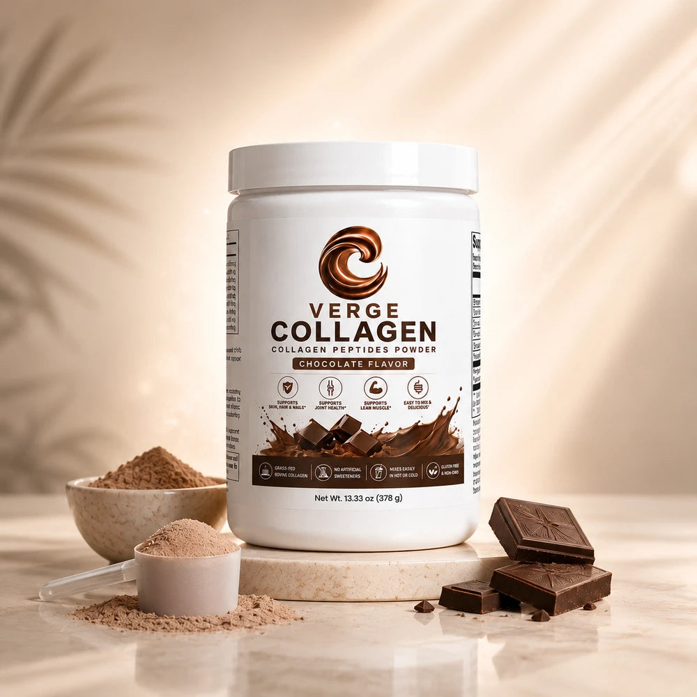 CollagenVerge Grass-Fed Chocolate Flavored Collagen Peptides Powder – Types 1 & 3 Collagen Protein for Skin, Hair, Nails, Bones & Joint Support – Chocolate Collagen Drink Mix – 378g