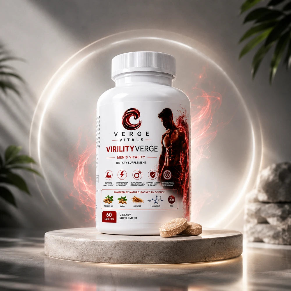 VirilityVerge Men's Vitality Tablets — Energy, Stamina, Performance & Hormone Support Formula | Tongkat Ali, Maca, Zinc & L-Arginine