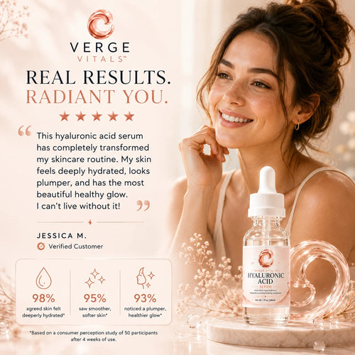 BellaVerge Hyaluronic Acid Serum – 4-Type Hyaluronic Acid Deep Hydration Serum for Plumper, Smoother & More Radiant Skin – 1 oz