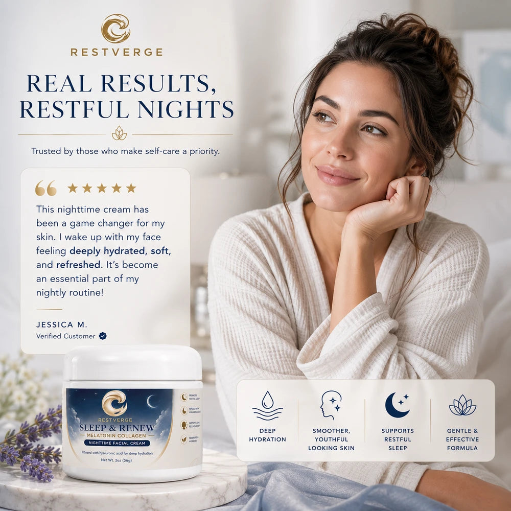 Sleep Plus Collagen Skincare Cream – Nighttime Hydrating Cream with Collagen, Hyaluronic Acid, Aloe Vera & Lavender Oil – Overnight Moisturizing Face & Neck Cream – 2 oz