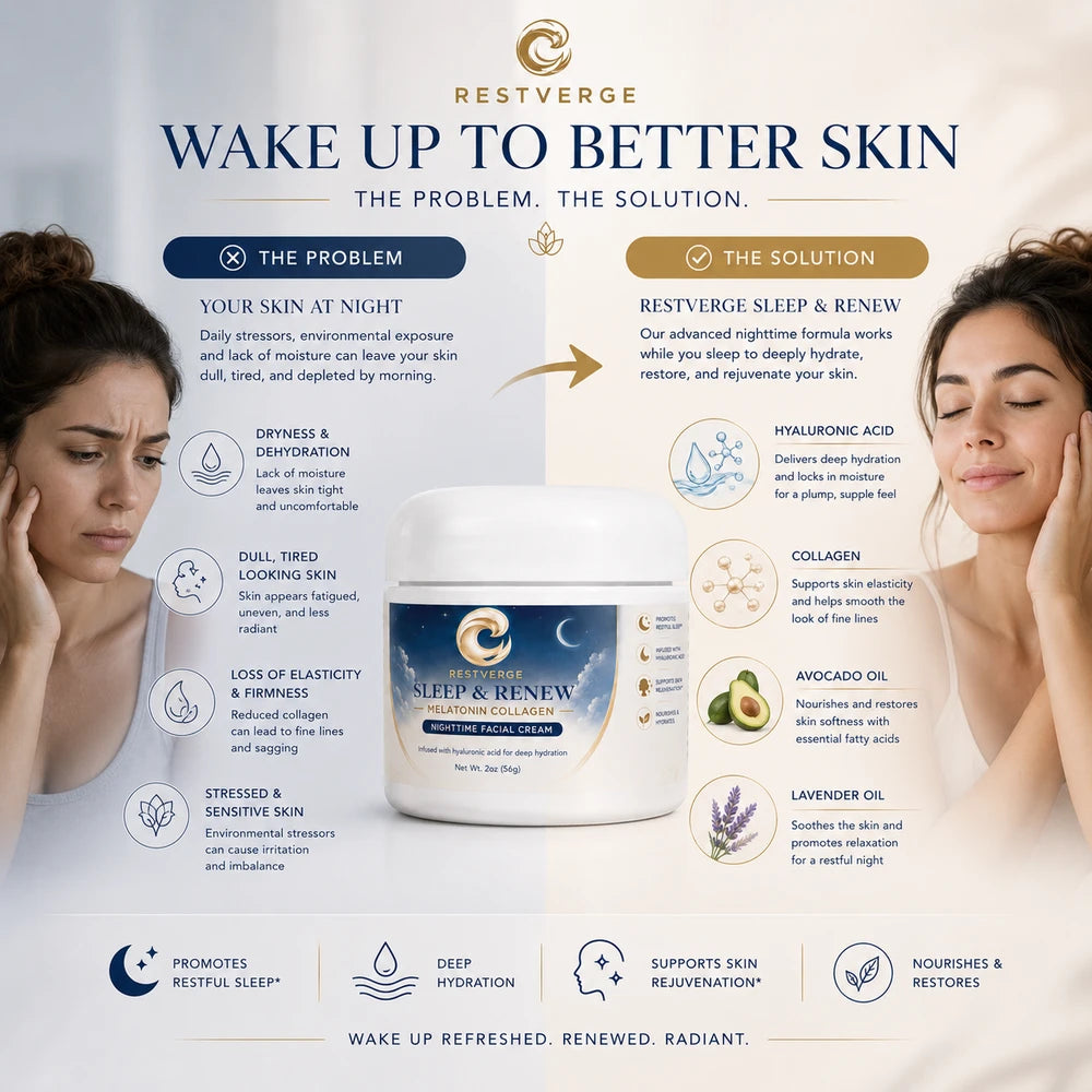 Sleep Plus Collagen Skincare Cream – Nighttime Hydrating Cream with Collagen, Hyaluronic Acid, Aloe Vera & Lavender Oil – Overnight Moisturizing Face & Neck Cream – 2 oz