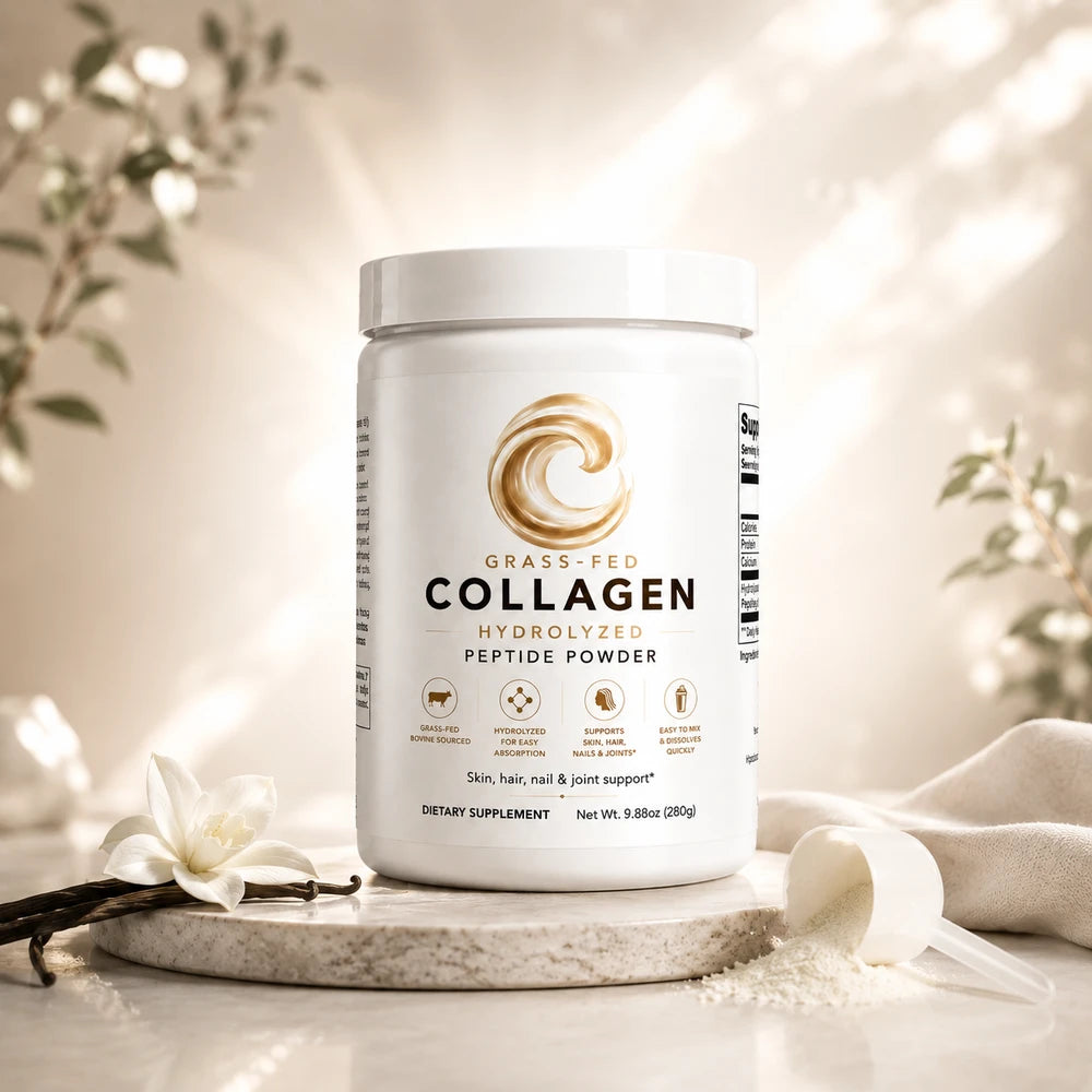 CollagenVerge Grass-Fed Hydrolyzed Collagen Peptides Powder – Unflavored Types 1 & 3 Collagen Supplement – Supports Skin Hair Nails Joints & Bones – 280g