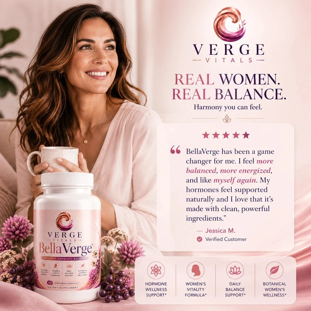 BellaVerge Women’s Harmony Balance | Botanical Hormone & Vitality Support Formula with Black Cohosh, Dong Quai, Red Clover & Chasteberry | 60 Capsules | Non-GMO