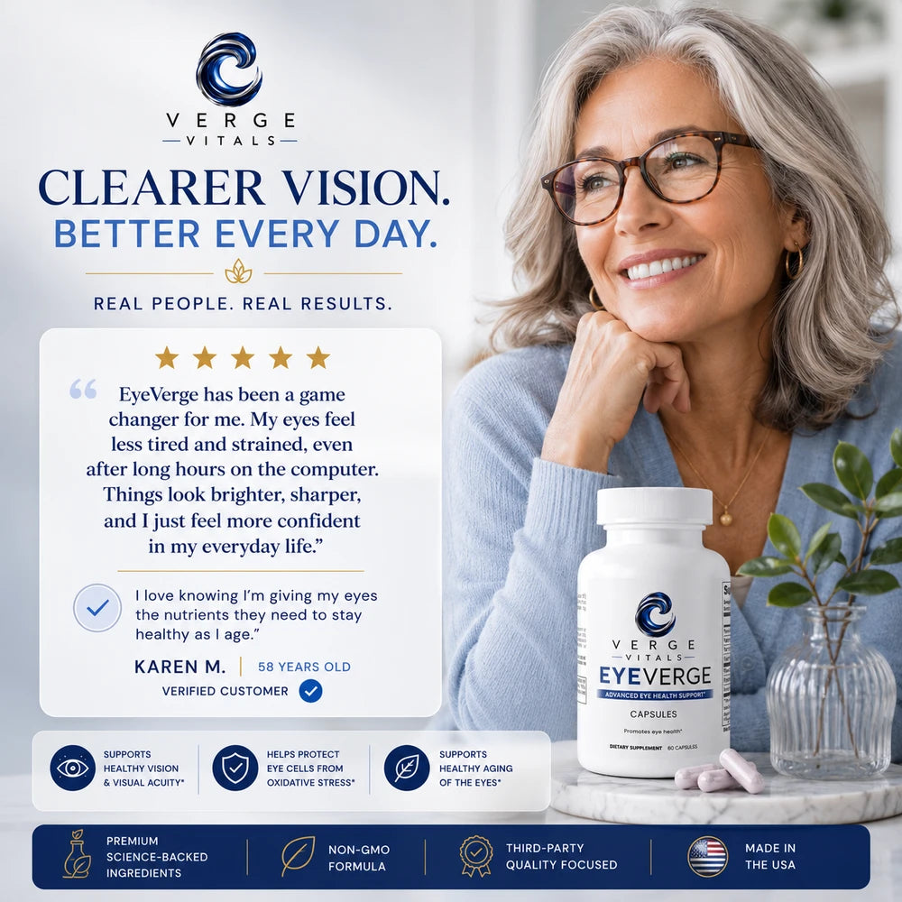 EyeVerge Vision & Eye Health Supplement | Eye Wellness, Visual Clarity & Antioxidant Support | Bilberry, Lutein, Eyebright & Vitamins | Verge Vitals