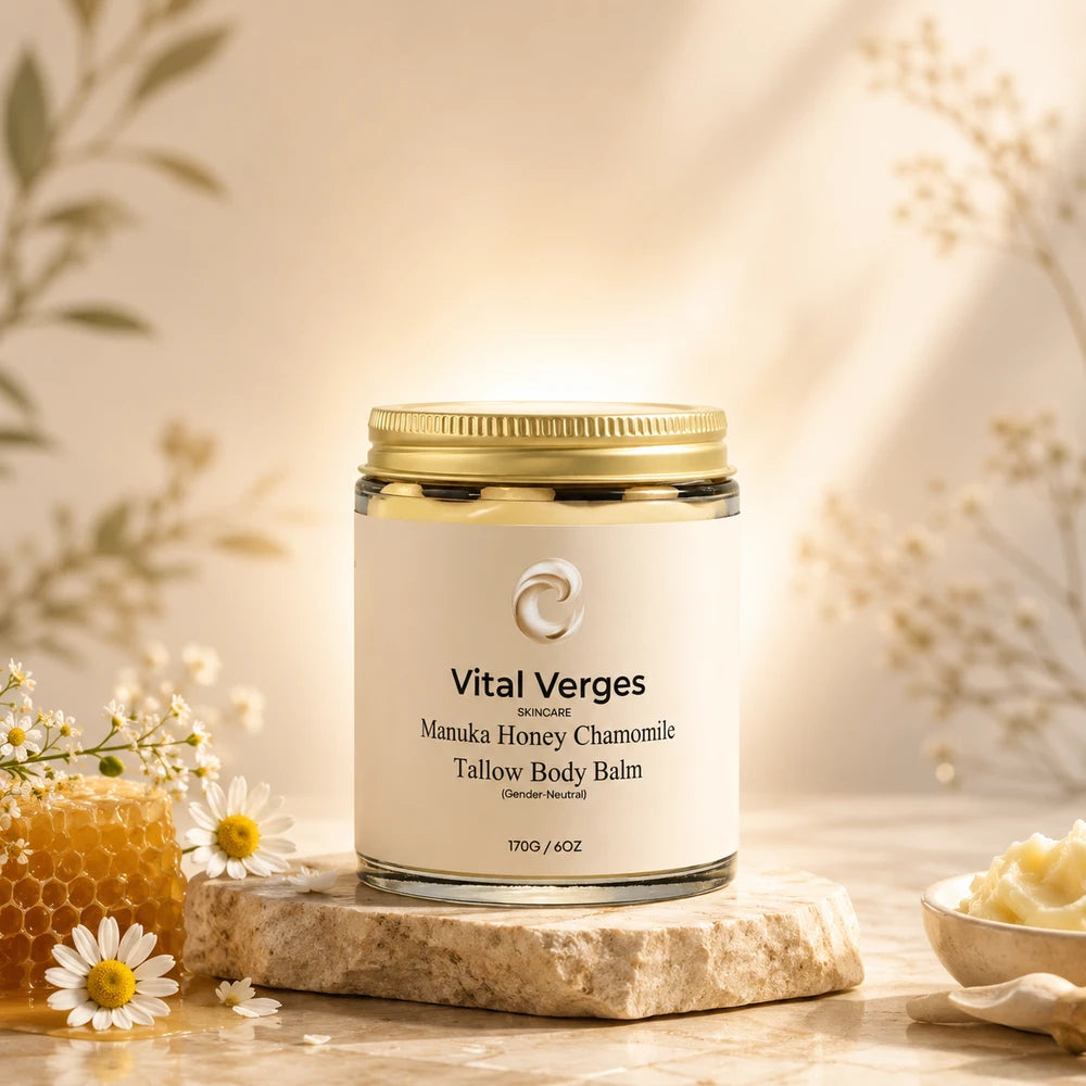 Manuka Honey and Chamomile Tallow Body Balm | Deep Moisture Skin Nourishing Balm | 6 oz
