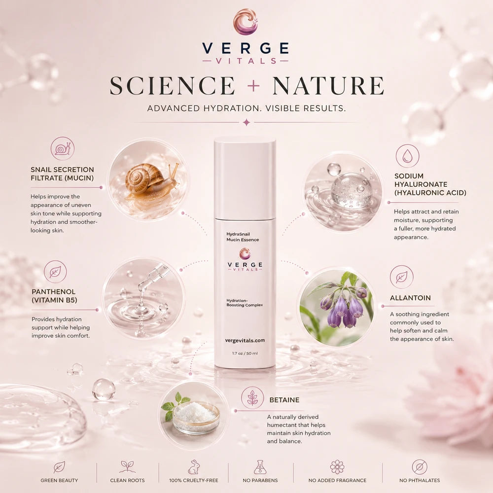 HydraSnail Mucin Essence | Hydrating Glass Skin Essence with Snail Mucin & Hyaluronic Acid | 1.7 fl oz