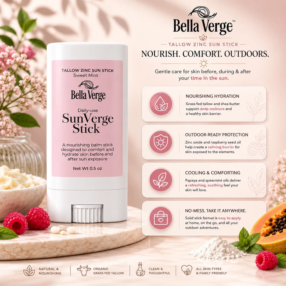 SunVerge Tallow Zinc Sun Stick 2-Pack | Outdoor Skin Balm with Tallow, Zinc Oxide & Raspberry Seed Oil