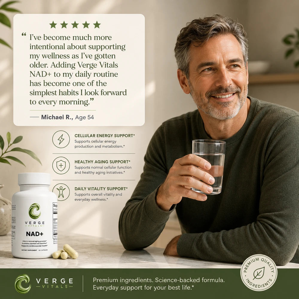 NAD+ 500mg Supplement | NAD+ with Quercetin & Resveratrol | Cellular Energy & Healthy Aging Support | 60 Capsules