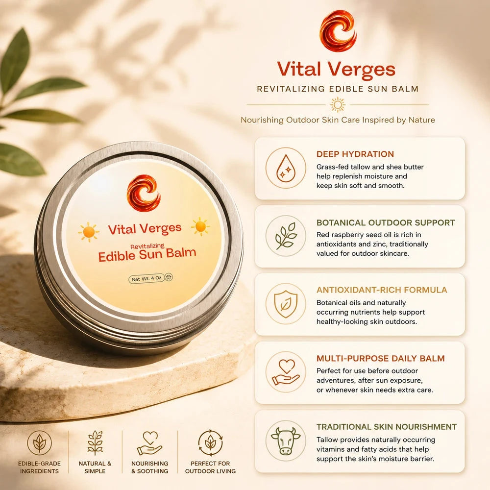 Edible Sun Balm | Tallow & Red Raspberry Seed Oil Outdoor Skin Balm | 4 oz
