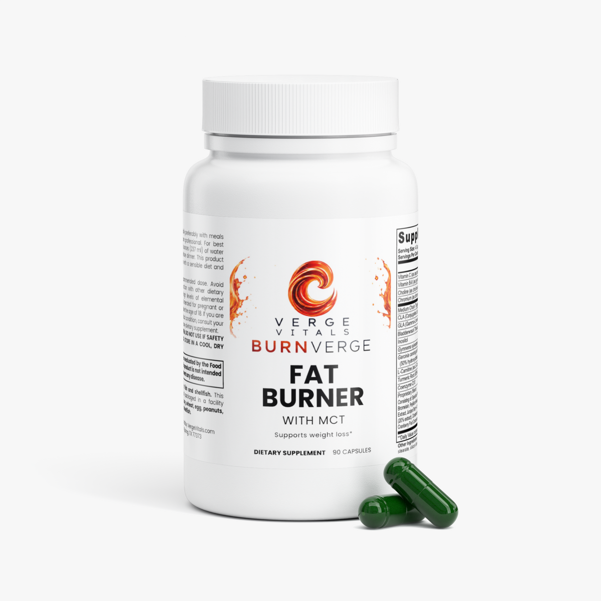BurnVerge Fat Burner with MCT — Metabolism, Energy & Weight Management Support | L-Carnitine, Chromium & Garcinia Formula