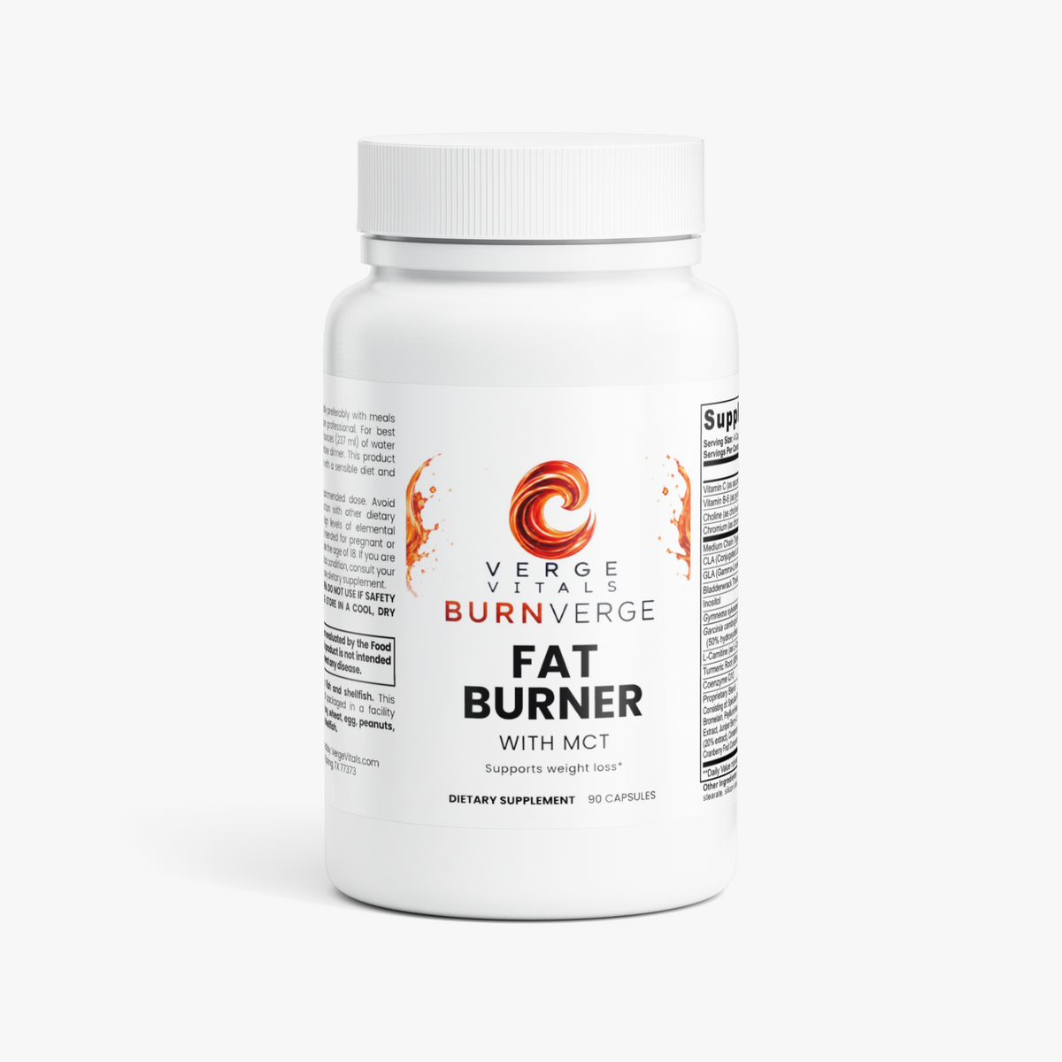 BurnVerge Fat Burner with MCT — Metabolism, Energy & Weight Management Support | L-Carnitine, Chromium & Garcinia Formula