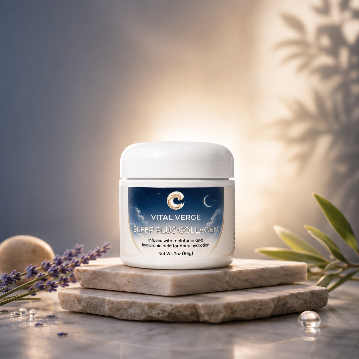 Sleep Plus Collagen Skincare Cream – Nighttime Hydrating Cream with Collagen, Hyaluronic Acid, Aloe Vera & Lavender Oil – Overnight Moisturizing Face & Neck Cream – 2 oz