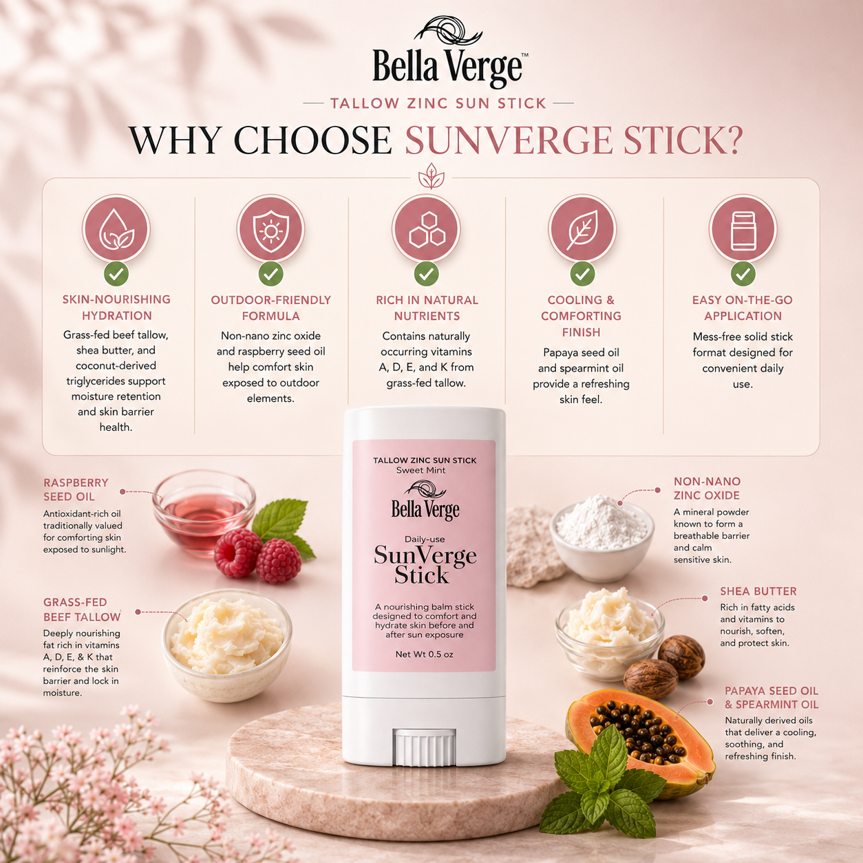 SunVerge Tallow Zinc Sun Stick 2 Pack