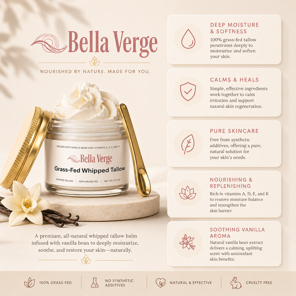 Whipped Grass-Fed Tallow Balm with Vanilla Bean