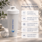 Protein Shaker Bottle – Verge Vitals Logo Fitness Mixer