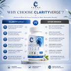 ClarityVerge  Brain & Focus Formula — Mental Clarity, Focus, Memory & Cognitive Support | Nootropic Brain Wellness Supplement | Vitamins, Botanicals & Amino Acids | 60 Capsules