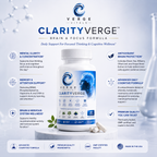 ClarityVerge  Brain & Focus Formula — Mental Clarity, Focus, Memory & Cognitive Support | Nootropic Brain Wellness Supplement | Vitamins, Botanicals & Amino Acids | 60 Capsules