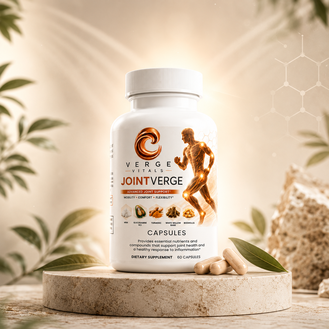 JointVerge Advanced Joint Support Supplement | Mobility, Comfort & Flexibility Support | MSM, Glucosamine, Turmeric & Boswellia