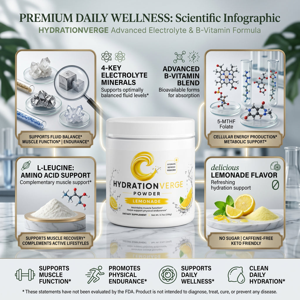 HydrationVerge Lemonade Hydration Powder – Electrolyte Drink Mix with Essential Minerals & B Vitamins – Sugar Free Keto Friendly Hydration Formula – Lemonade Flavor