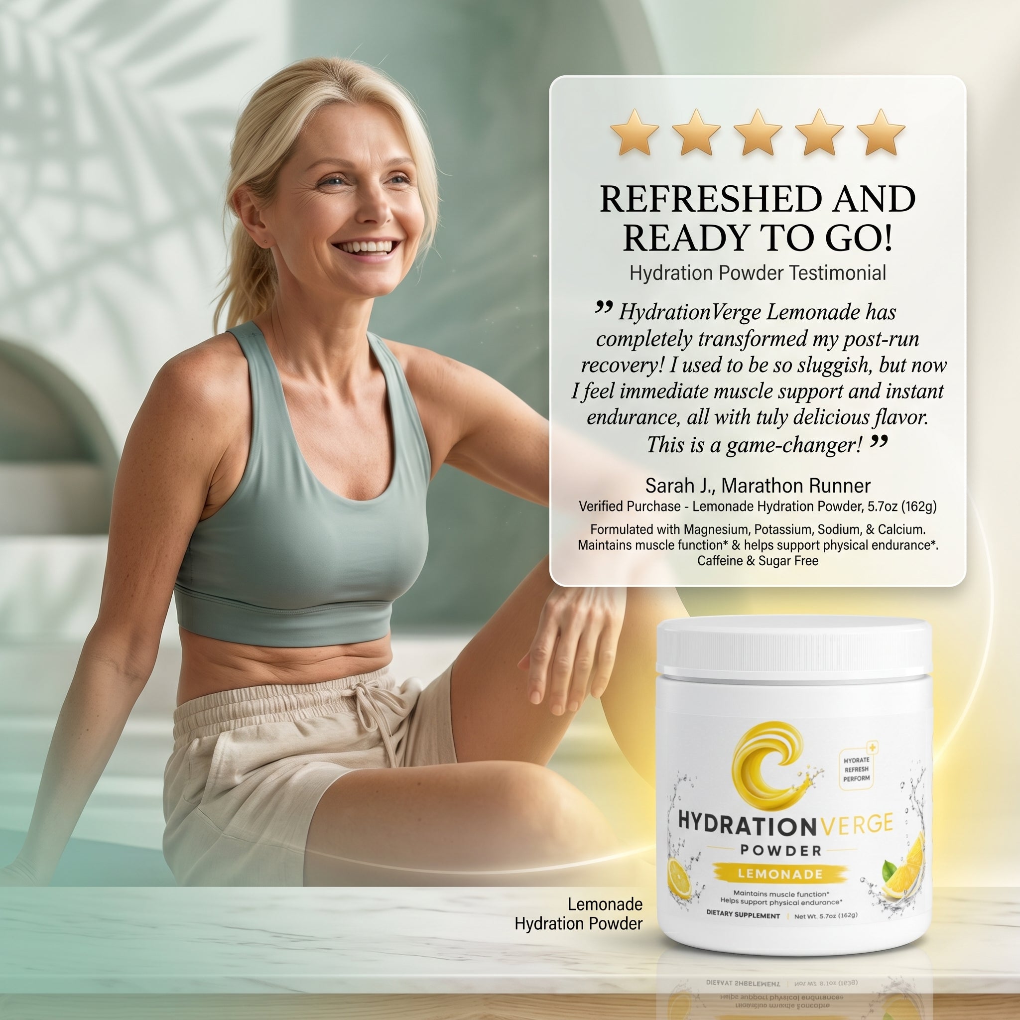 HydrationVerge Lemonade Hydration Powder – Electrolyte Drink Mix with Essential Minerals & B Vitamins – Sugar Free Keto Friendly Hydration Formula – Lemonade Flavor