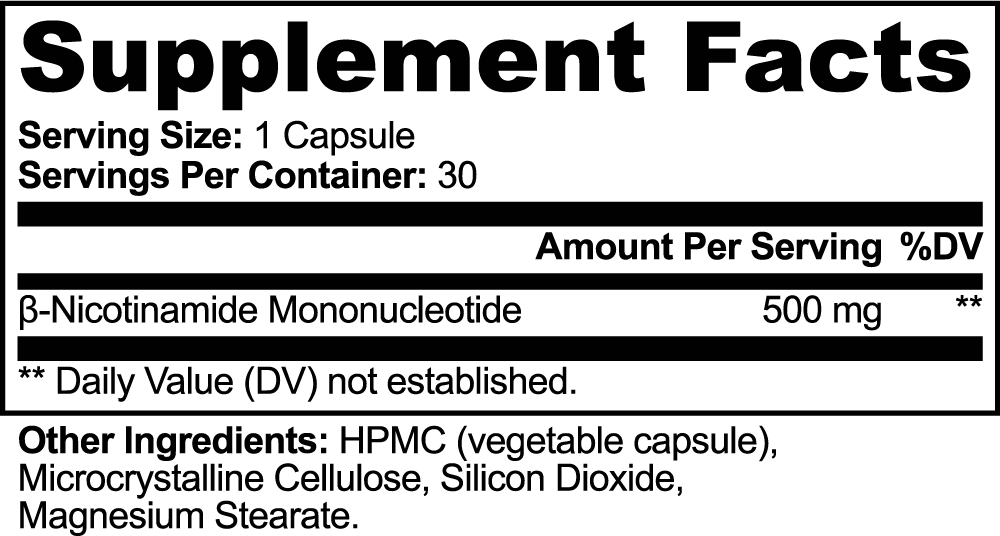 NMN Capsules | 500 mg ß-Nicotinamide Mononucleotide | NAD+ & Cellular Energy Support | 30 Capsules